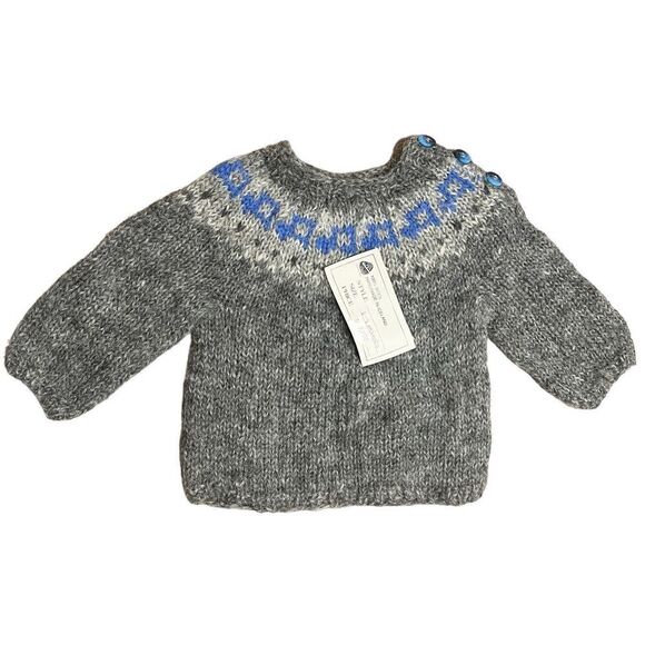 The Handknitting Association Of Iceland Knit Jumper 6-9 Months Wool Sweater Grey - Picture 8 of 8